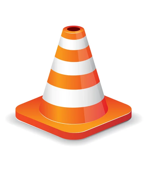 Glossy Traffic Cone Icon Isolated White Design — Stock Vector