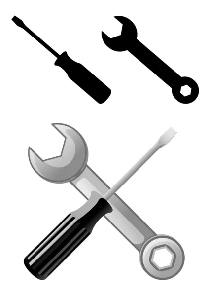 Schraubenschlüssel und Schraubenzieher — Stockvektor