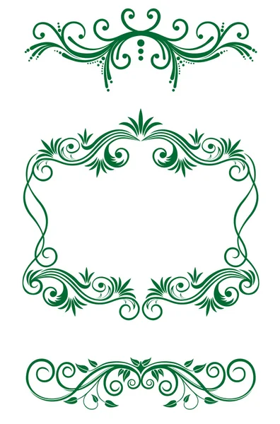 Décorations Florales Vintage Cadres Isolés Sur Blanc — Image vectorielle