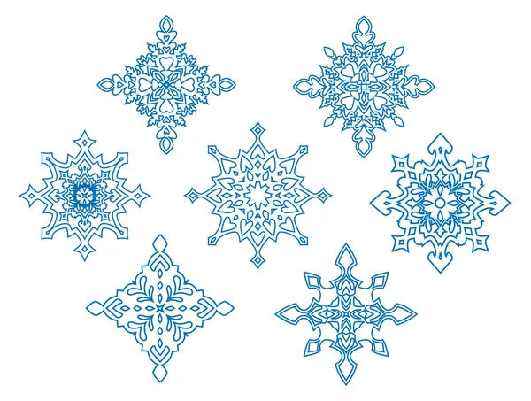 Conjunto Copos Nieve Para Diseño Aislado Blanco — Archivo Imágenes Vectoriales