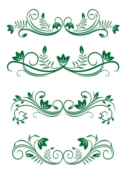Decoraciones Florales Vintage Aisladas Blanco Para Diseño — Vector de stock