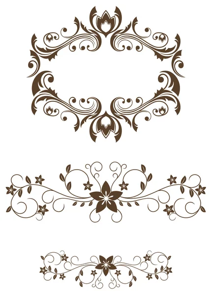 Vintage Floral Decorations Isolated White Design — Stock Vector