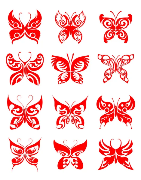 Conjunto de tatuagem de borboleta — Vetor de Stock