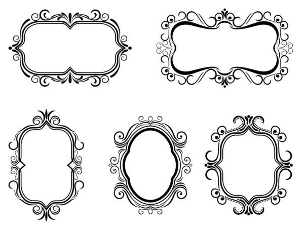 Antique Vintage Frames Isolated White Design — Stock Vector