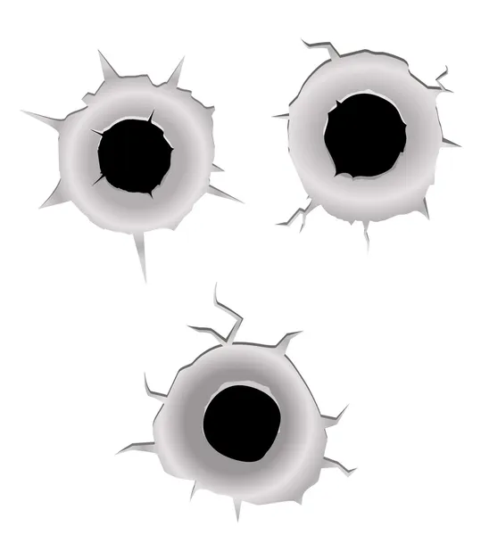 Trous Balle Dans Métal Isolé Sur Blanc — Image vectorielle