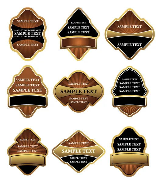 Набір коричневих і золотих етикеток — стоковий вектор