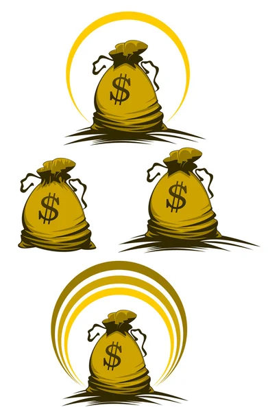 Money Bag Symbols Variations Design Decorate — Stock Vector