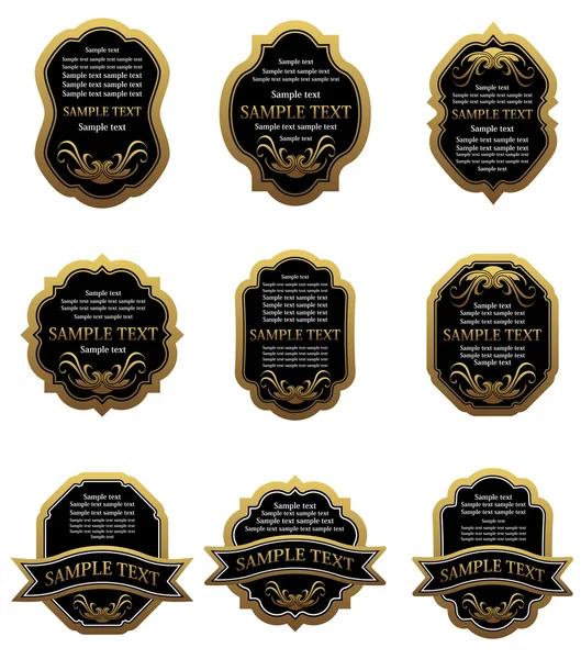Set Etichette Oro Vintage Alimenti Bevande Design — Vettoriale Stock