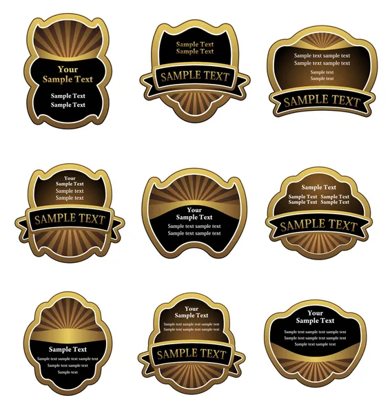 Set Etichette Oro Vintage Bevande Design — Vettoriale Stock