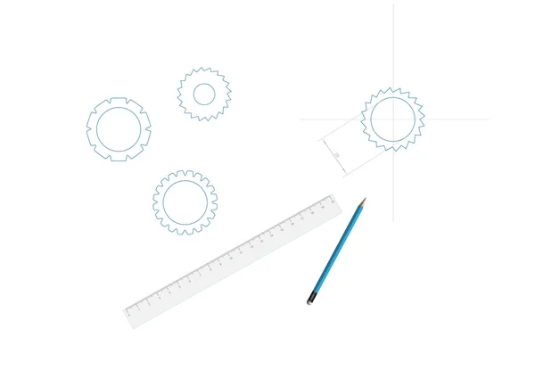 草绘的细节和向量中的设计器工具 — 图库矢量图片