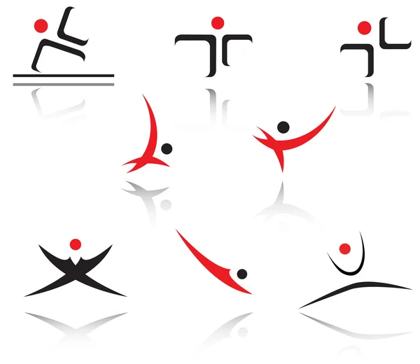 Sada Symbolů Červené Černé Sportovní Značky — Stockový vektor