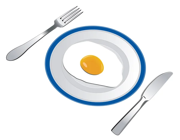 Νόστιμο Τηγανητό Αυγό Στην Πινακίδα Στο Café — Διανυσματικό Αρχείο