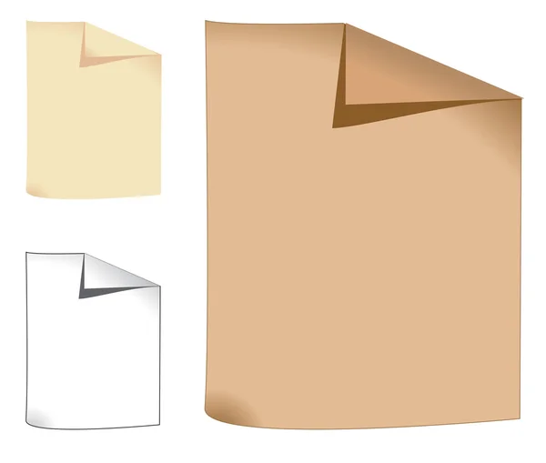 Τρία Διαφορετικά Χρώματα Φύλλο Χαρτιού Στο Λευκό — Διανυσματικό Αρχείο