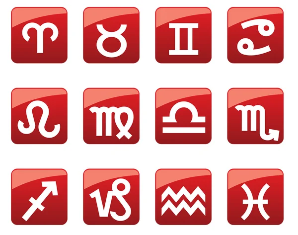 Glossy Symbols Horoscope Web Buttons — Stock Vector