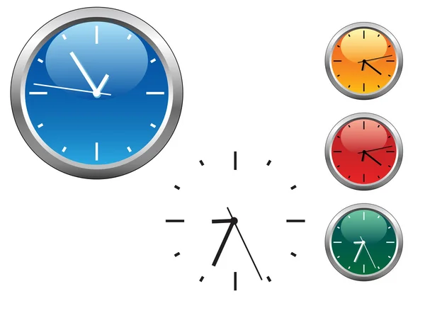 Relógios de escritório em cores diferentes — Vetor de Stock