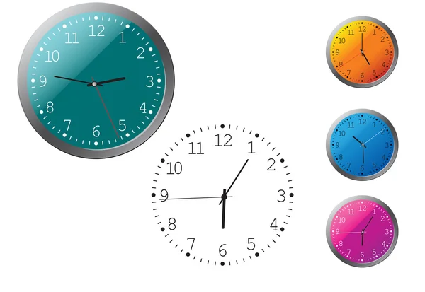 Horloges Bureau Cadran Isolé Sur Blanc — Image vectorielle