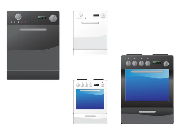 Kookplaat en afwasmachine — Stockvector
