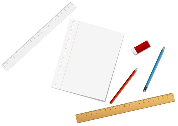 School Stationary Tools Isolated White — Stock Vector