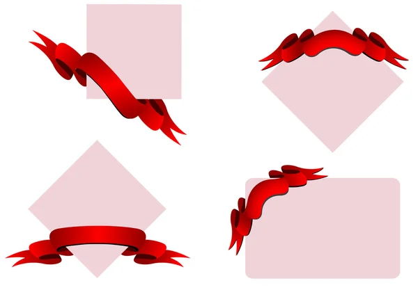 Rote Bänder mit Fahnen — Stockvektor