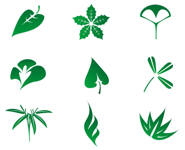 Set di foglie icona — Vettoriale Stock