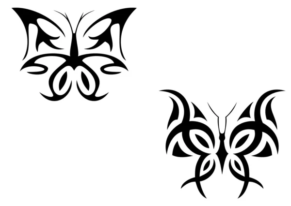 白の美しい黒蝶の分離のタトゥー — ストックベクタ