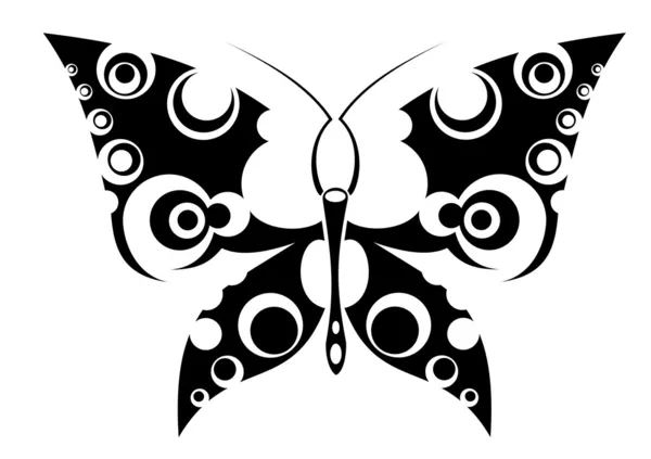 Geïsoleerde Vlinder Tatoeages Tribal Stijl Witte Achtergrond — Stockvector