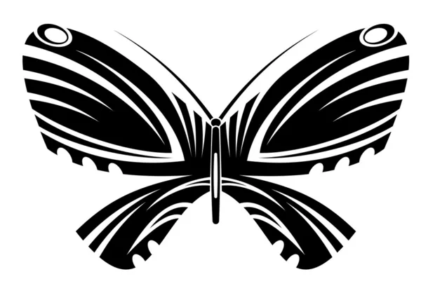 Tatouage Papillon Isolé Dans Style Tribal Sur Fond Blanc — Image vectorielle