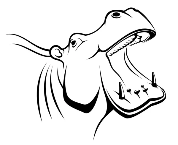 Bosquejo Hhippopotamus Cabeza Como Mascota — Vector de stock