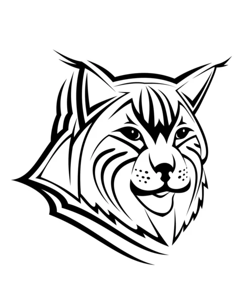 Head Lynx Mascot Isolated White — Stock Vector
