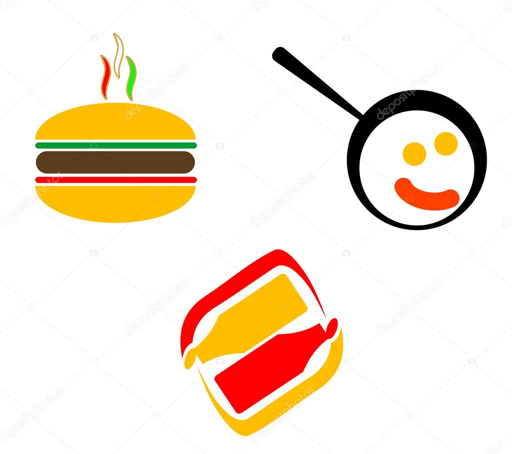 Fast food symbols isolated on white foe design