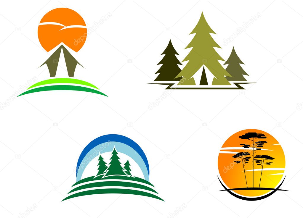 Tourism symbols for design isolated on white
