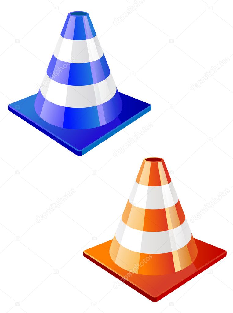 Traffic cone icon in two colors for design
