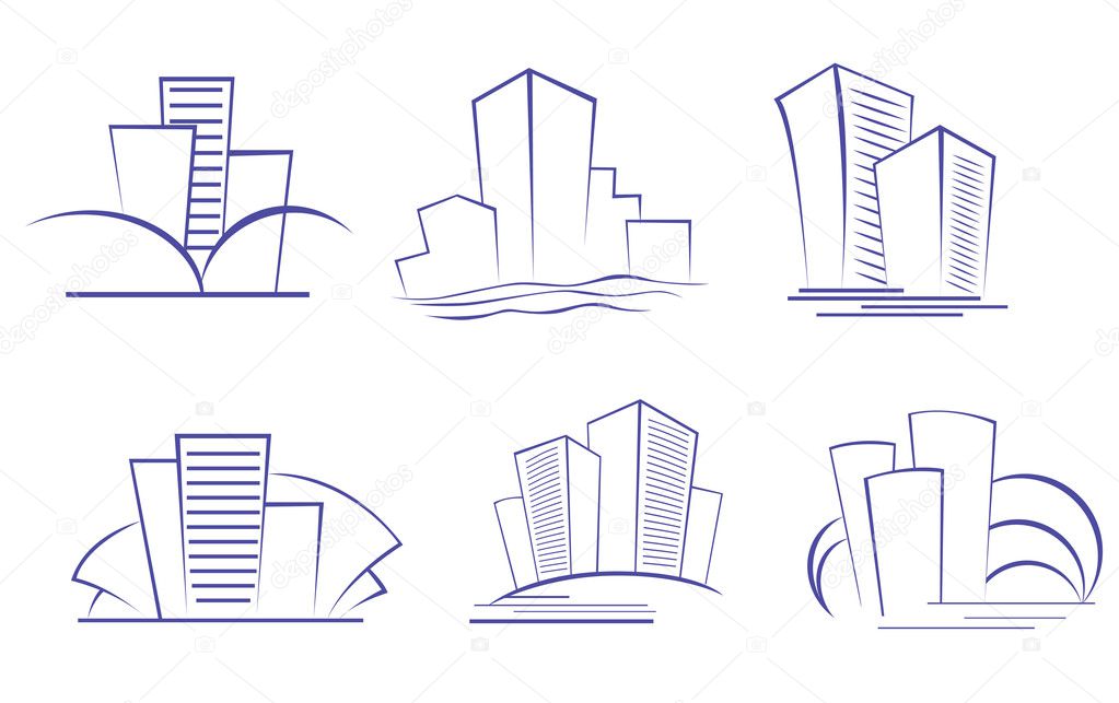 Set of modern building symbols for design