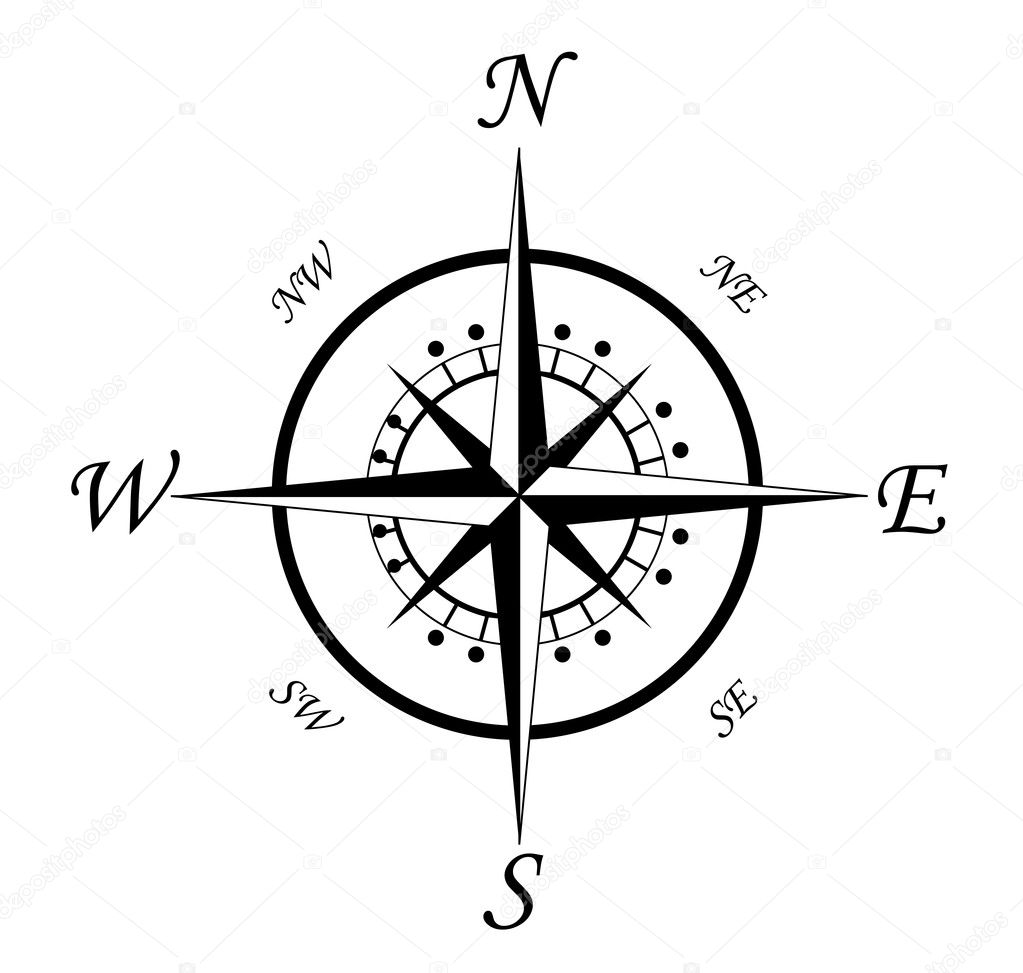 Compass symbol isolated on white for design