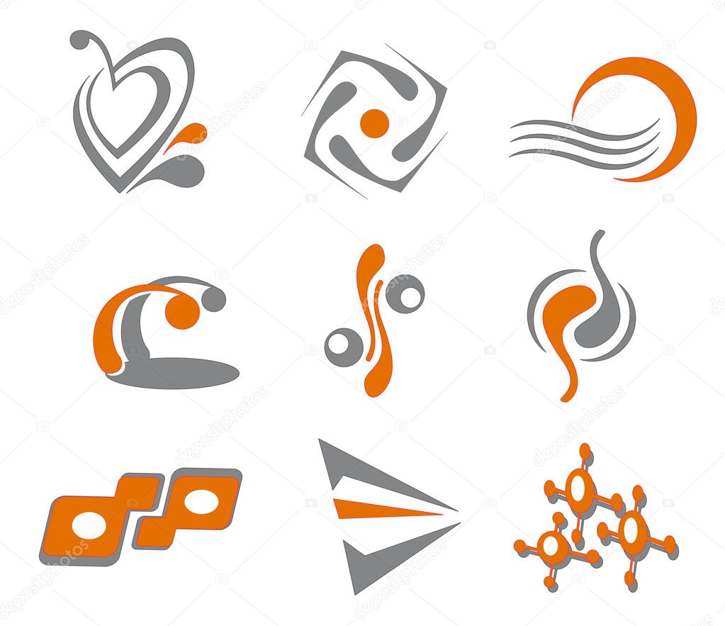 Set of different abstract symbols for design