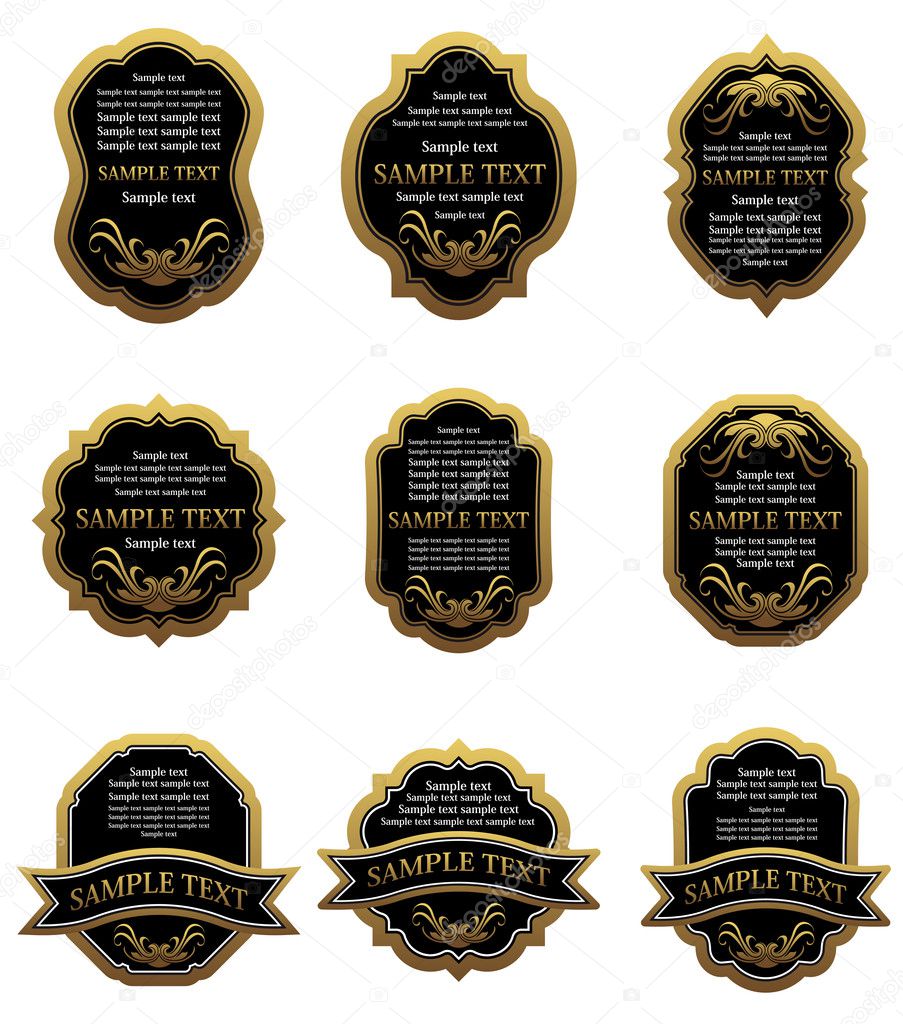 Set of vintage gold labels for design food and beverages