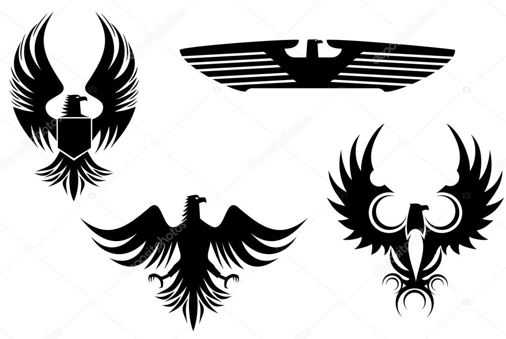 Eagle symbol isolated on white for tattoo design