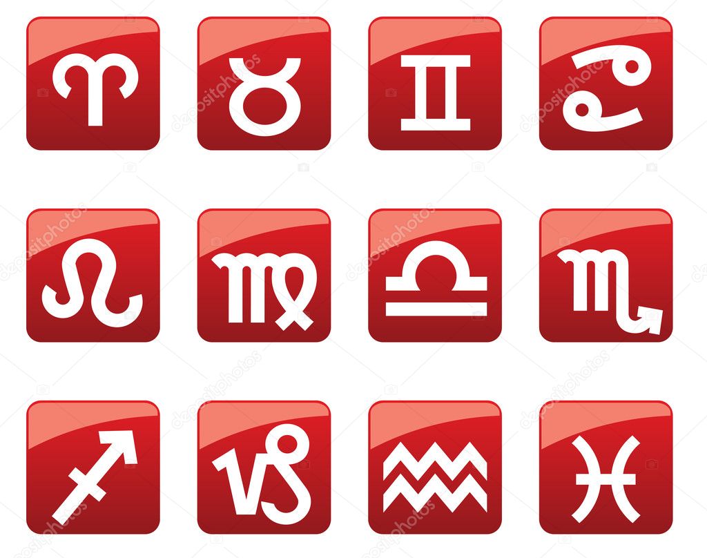 Glossy symbols of horoscope on web buttons