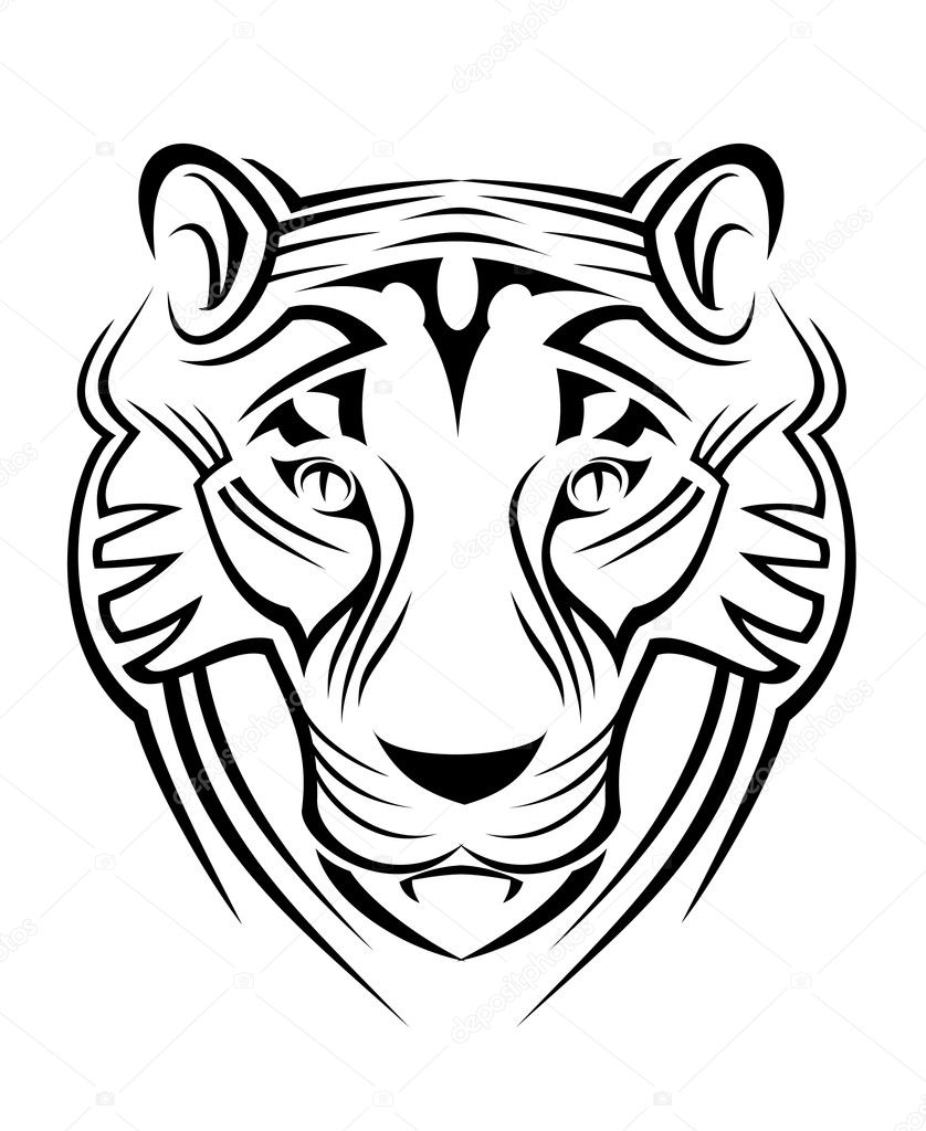 Tiger sign isolated on white as a symbol of wildlife