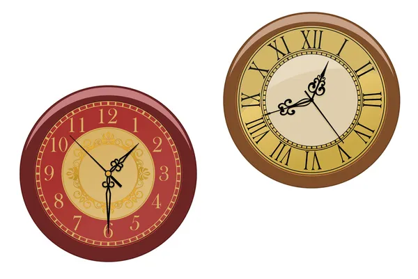 Anciennes Horloges Vintage Isolées Sur Blanc Pour Design — Image vectorielle