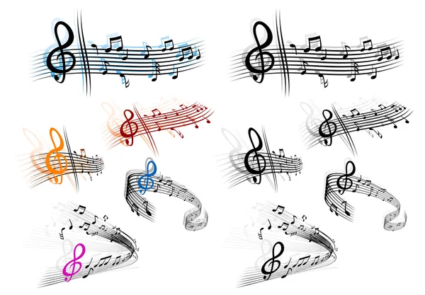 Notes Music Elements Musical Background Design — Stock Vector