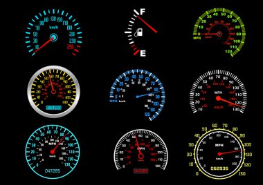 Set of car speedometers for racing design clipart
