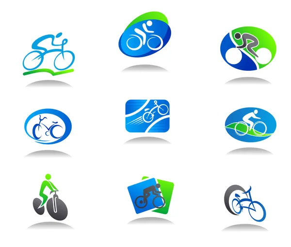 Cyklistické sportovní ikony — Stockový vektor