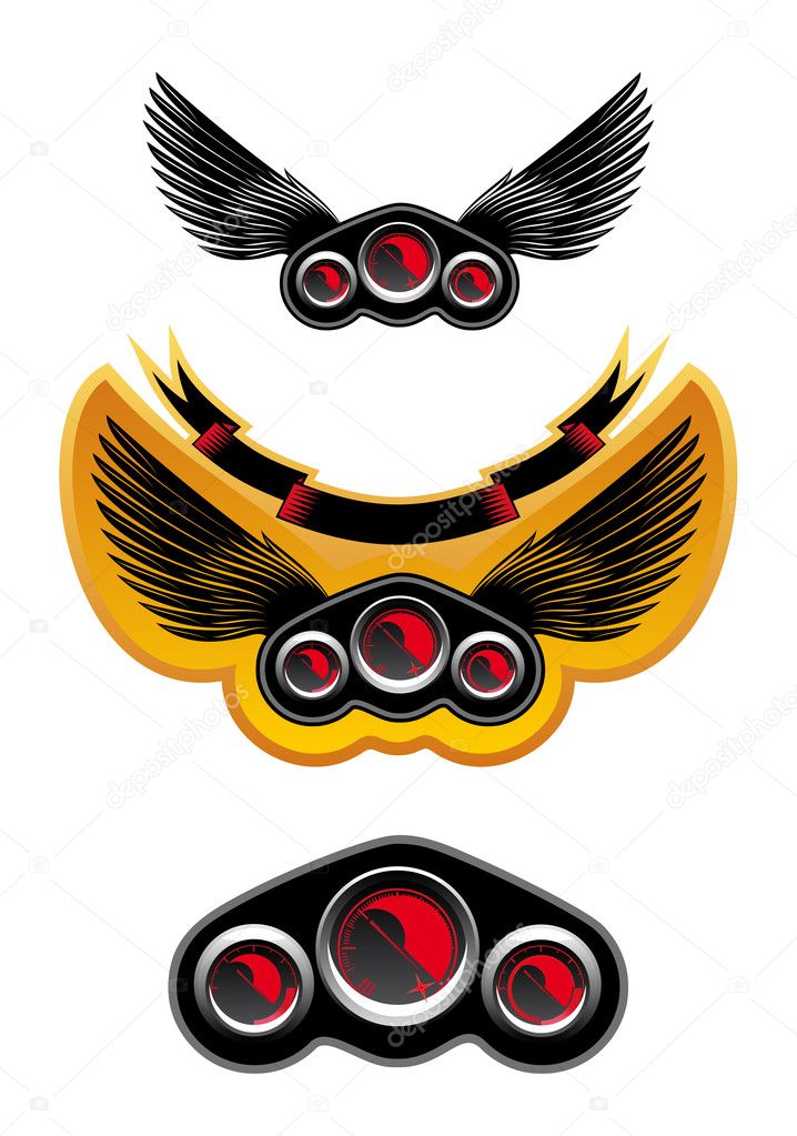 Isolated racing symbols and icons for design