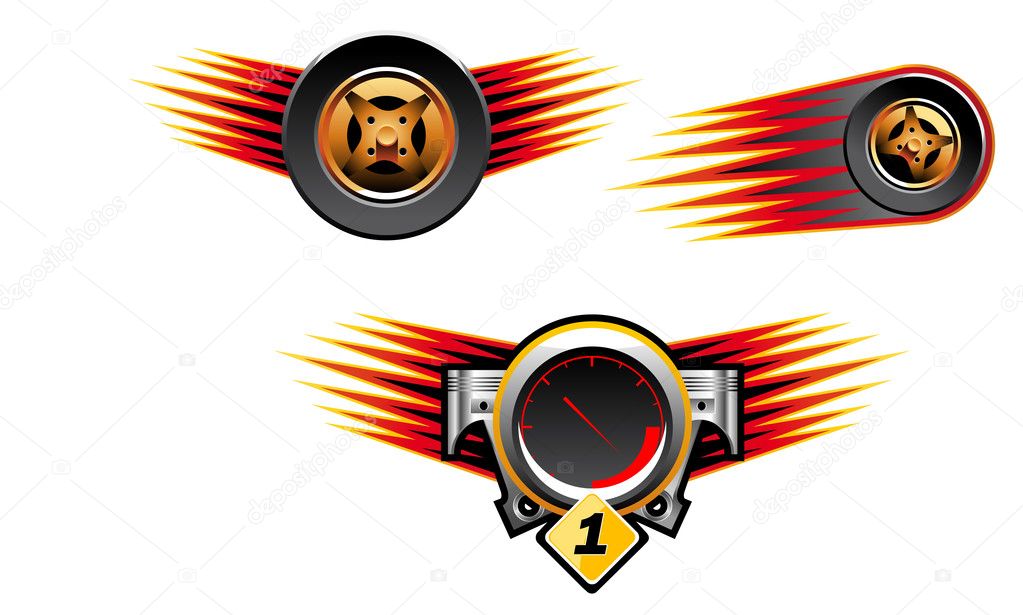 Isolated racing symbols and icons for design