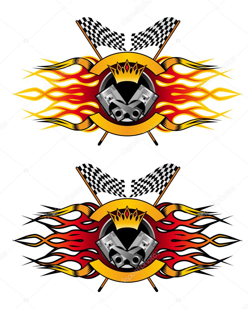 Isolated racing symbols and icons for design
