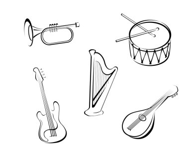 Set of string musical instruments for music design clipart