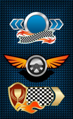 Isolated racing symbols and icons for design clipart