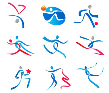 Sportmens and dancers icons clipart