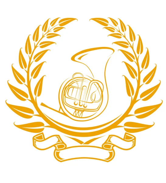 Символ Тромбона Лавровом Венке Изолирован Белом — стоковый вектор